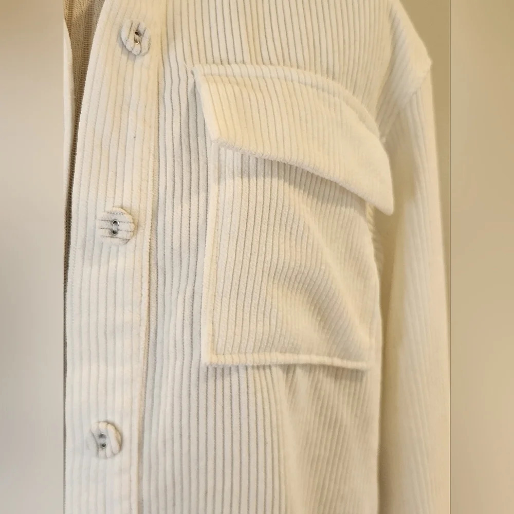 || PRINCESS POLLY || white shacket, boxy, corduroy, white, hip length, size 0 - Picture 3 of 6